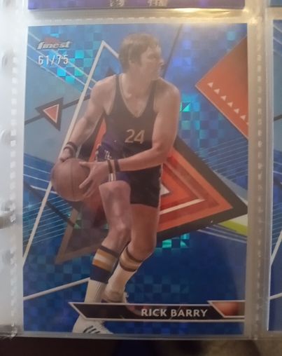2023-24 Topps Finest #174 Rick Barry Purple Checkerboard Refractor — front