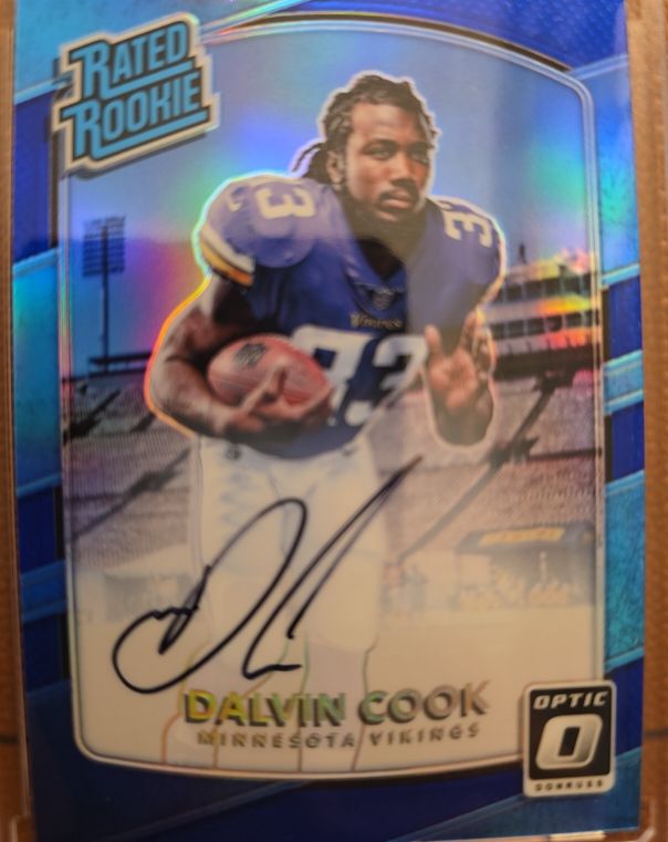 2017 Panini Donruss Optic #193 Dalvin Cook Rated Rookie Blue Auto RC — front