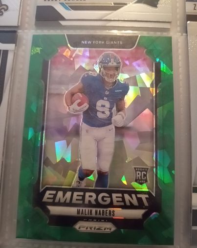 2024 Panini Prizm #6 Malik Nabers Emergent Green Prizm Rookie Card — front