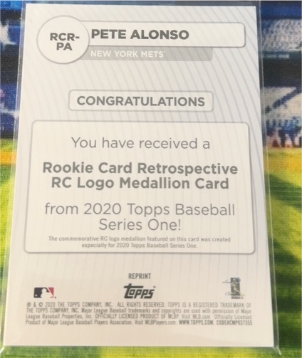 2020 Topps Rookie Card Retrospective Logo Medallions #RCR-PA Pete Alonso — front