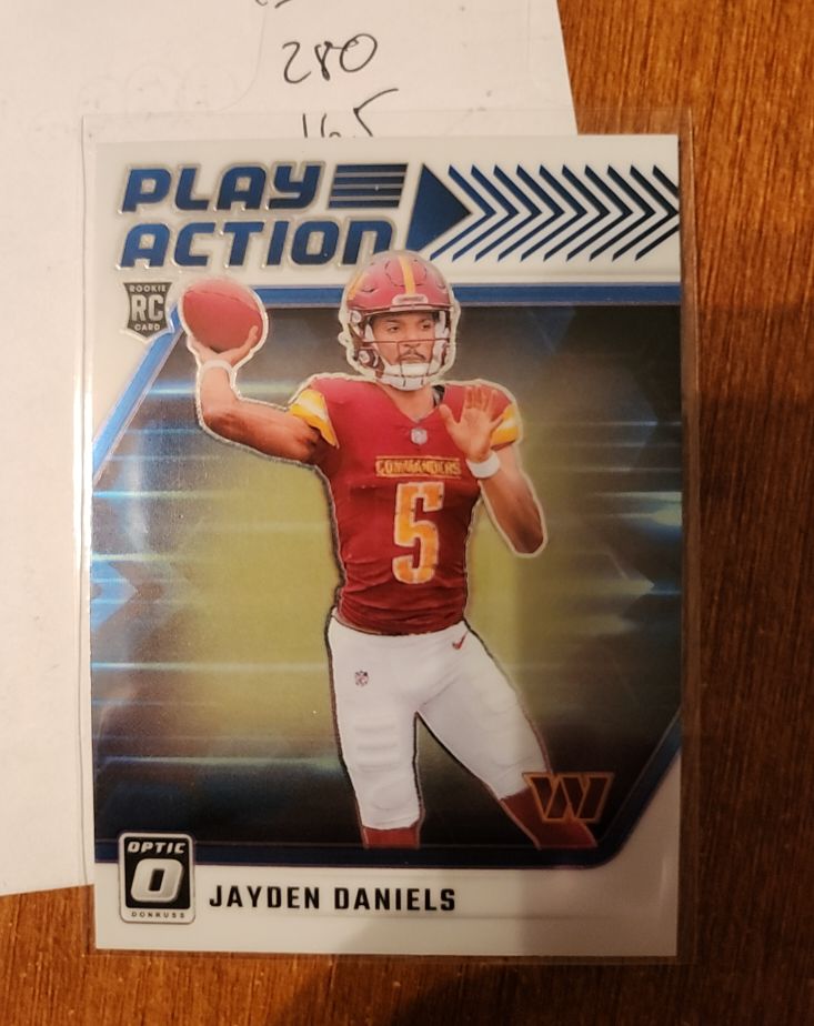2024 Panini Donruss Optic Play Action #1 Jayden Daniels Rookie Card — front