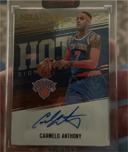 2017-18 Panini NBA Hoops Hot Signatures #HSR-CA Carmelo Anthony — front