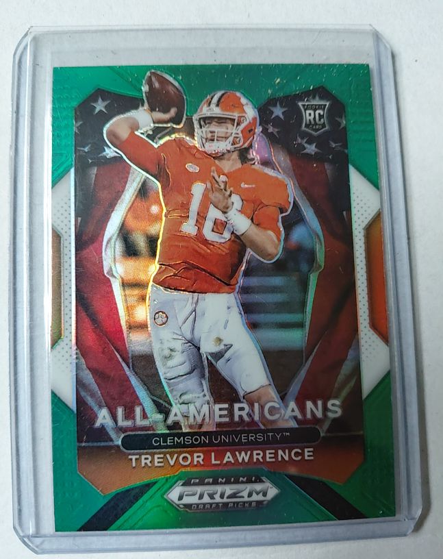 2021 Panini Prizm Draft Picks #181 Trevor Lawrence All-Americans Green Prizm Rookie Card — front