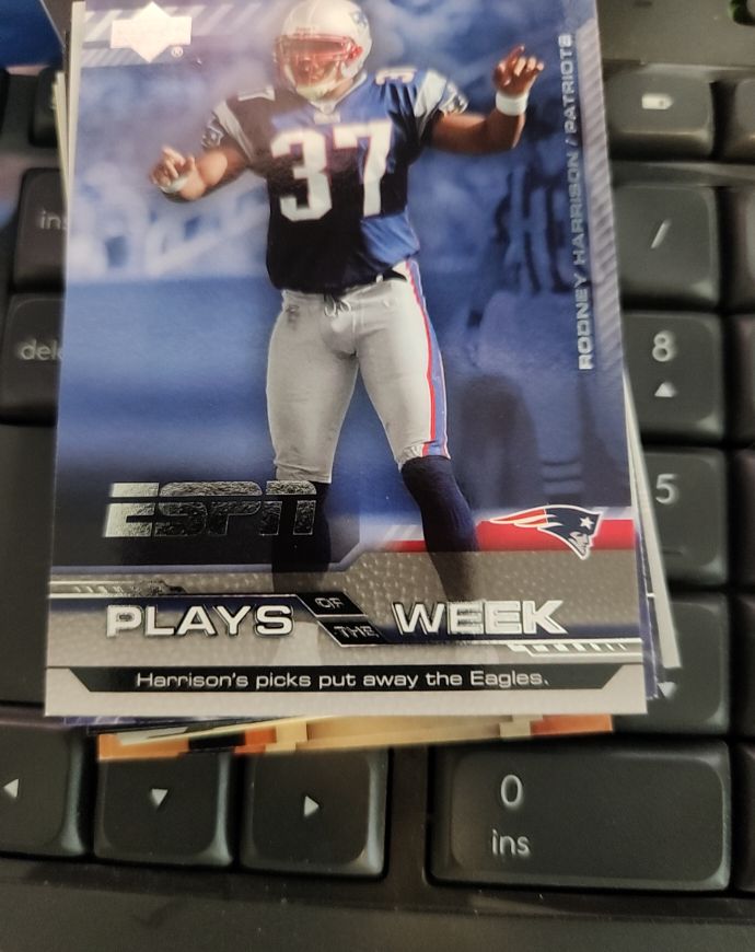 2005 Upper Deck ESPN Plays of the Week #PW-37 Rodney Harrison — front