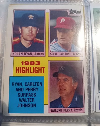 1984 Topps #4 1983 Highlight Nolan Ryan / Steve Carlton / Gaylord Perry — front