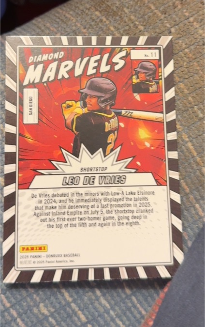 2025 Donruss Diamond Marvels #11 Leo De Vries — front