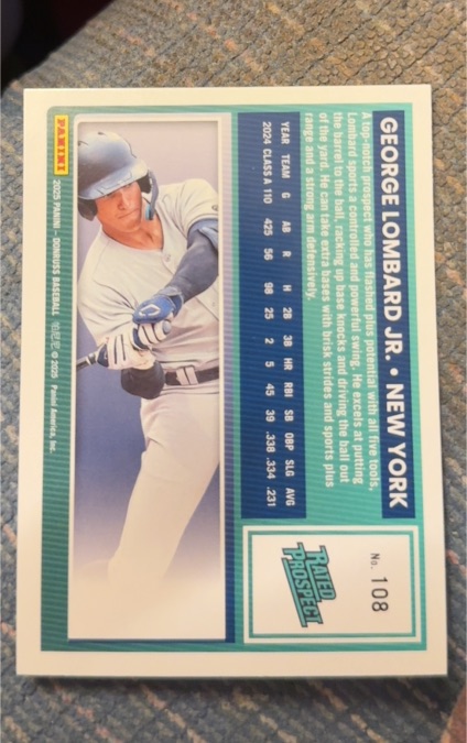 2025 Panini Donruss Baseball #108 George Lombard Jr. — front