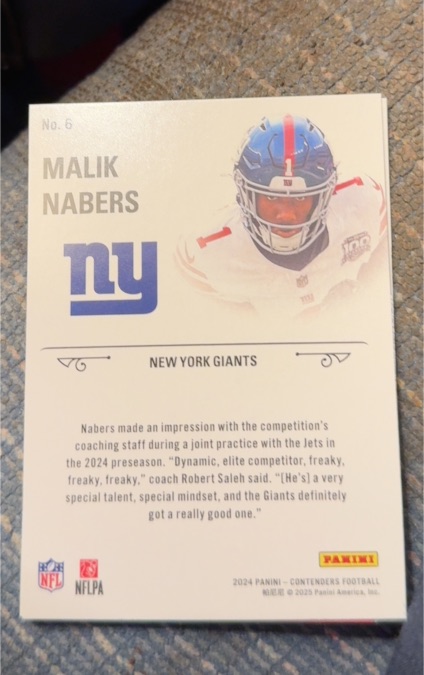 2024 Panini Contenders Football #6 Malik Nabers — front