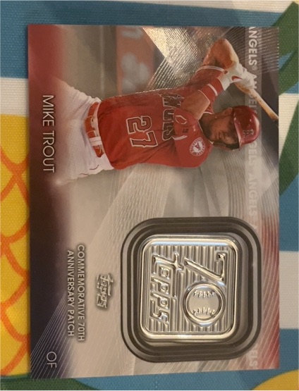 2021 Topps #70LP-MT Mike Trout 70th Anniversary Manufactured Logo Patch — front