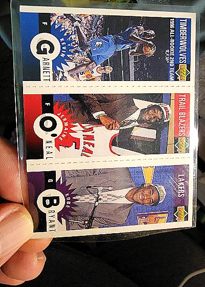 1996 Upper Deck Collector's Choice Mini #M129/M158/M139 Kobe Bryant / Jermaine O'Neal / Kevin Garnett — front