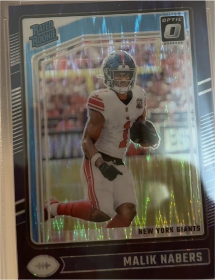 2024 Donruss Optic #271 Malik Nabers Rated Rookie Purple Shock Prizm — front