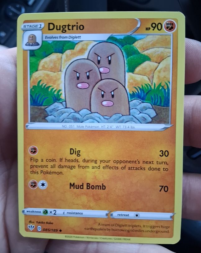 2020 Pokémon Darkness Ablaze #085 Dugtrio — front
