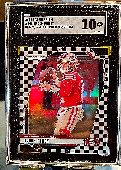 2024 Panini Prizm #249 Brock Purdy Black & White Checker Prizm — front