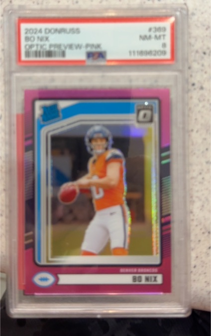2024 Panini Donruss Optic Preview Pink #369 Bo Nix — front