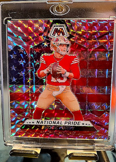 2024 Panini Mosaic #255 Brock Purdy National Pride Red Camo Mosaic Prizm — front