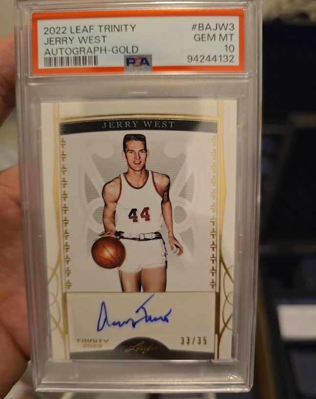 2022 Leaf Trinity #BAJW3 Jerry West Autograph-Gold — front