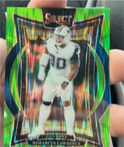 2024 Panini Select #47 DeMarcus Lawrence Green & Yellow Prizm Shock — front