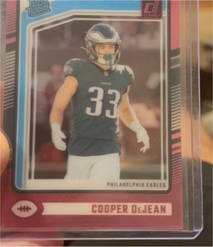 2024 Panini Clearly Donruss Rated Rookie Pink Cooper DeJean #72 Rookie RC — front