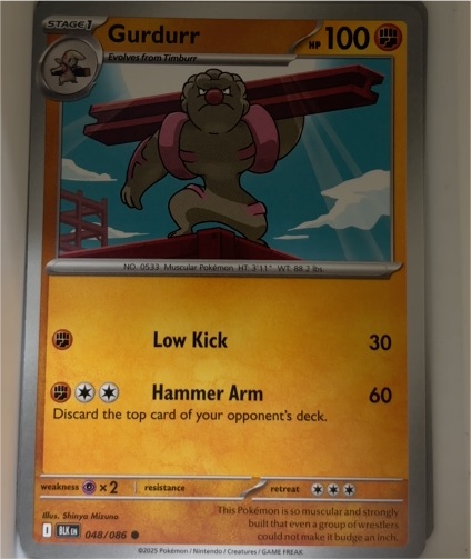 2025 Pokémon Scarlet & Violet Black Bolt #048 Gurdurr — front