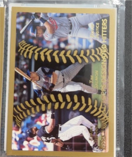 1999 Topps #456 Frank Thomas / Tim Salmon / David Justice — front