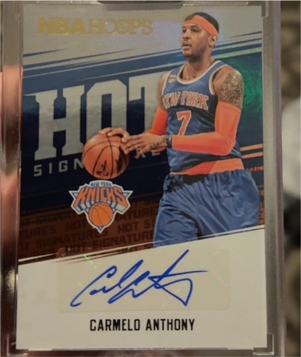 2014 NBA Hoops Hot Signatures #HOT-SI Carmelo Anthony — front