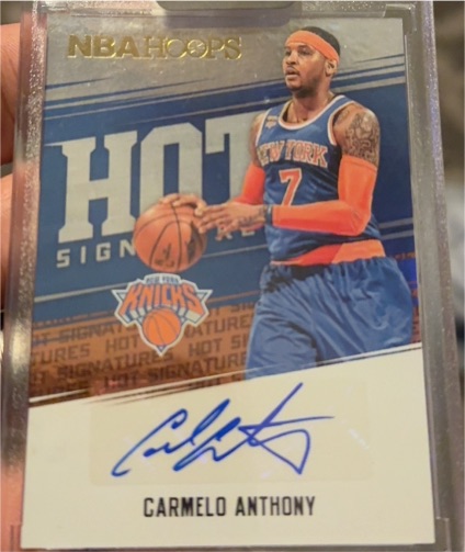 2019 Panini NBA Hoops Hot Signatures #HS-CA Carmelo Anthony — front