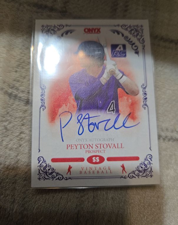Onyx Autograph Peyton Stovall Prospect SS Vintage Baseball — front