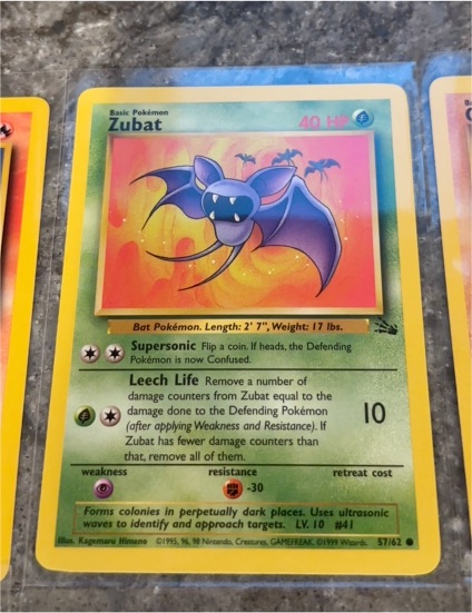 1999 Pokémon #57 Zubat — front