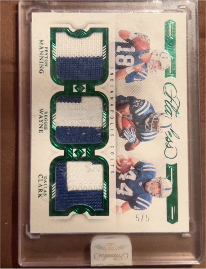 2011 Panini Elite #3 Peyton Manning, Reggie Wayne, Dallas Clark — front