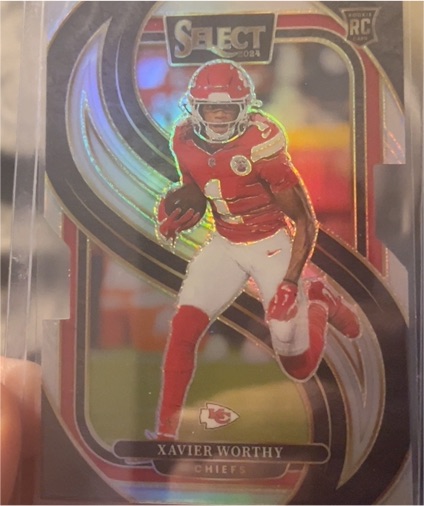 2024 Panini Select #119 Xavier Worthy Premier Level Silver Prizm Die-Cut Rookie — front