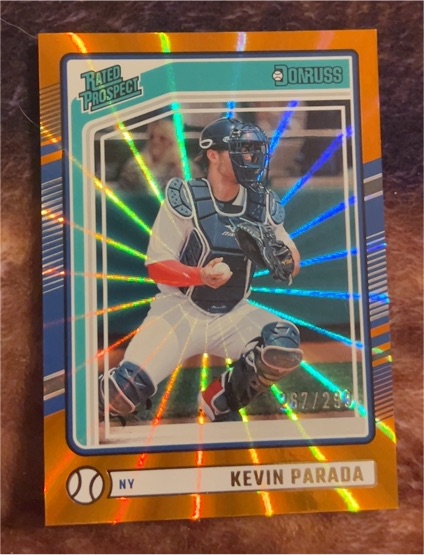 2024 Donruss Rated Prospects Orange Laser #110 Kevin Parada — front