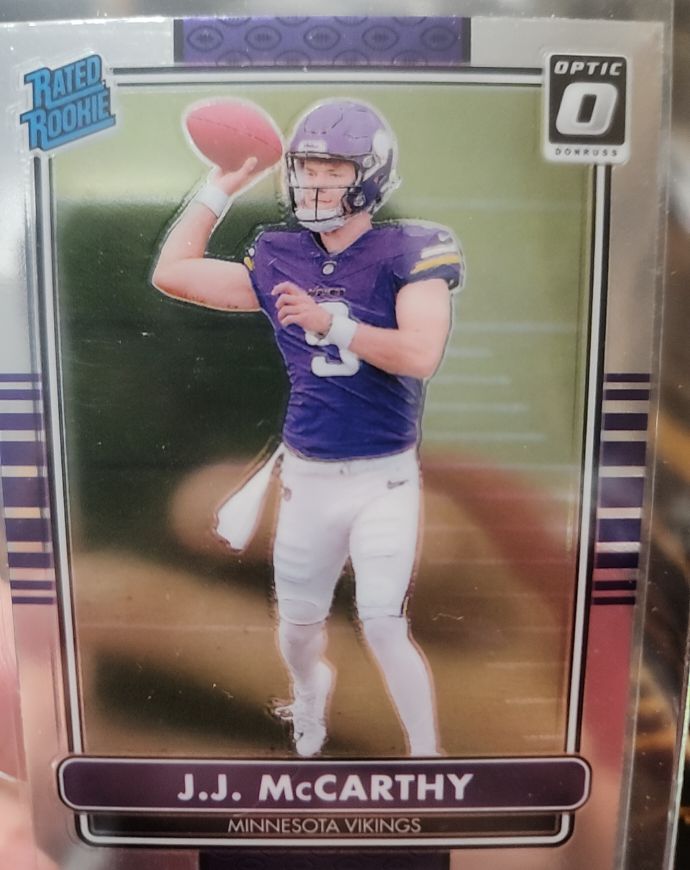 2024 Donruss Optic #10 J.J. McCarthy 2014 Retro Series Rated Rookie Minnesota Vikings — front