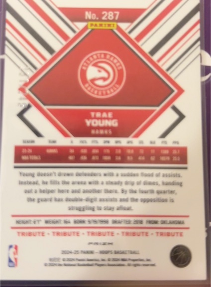 2024-25 Panini NBA Hoops Tribute #287 Trae Young — front