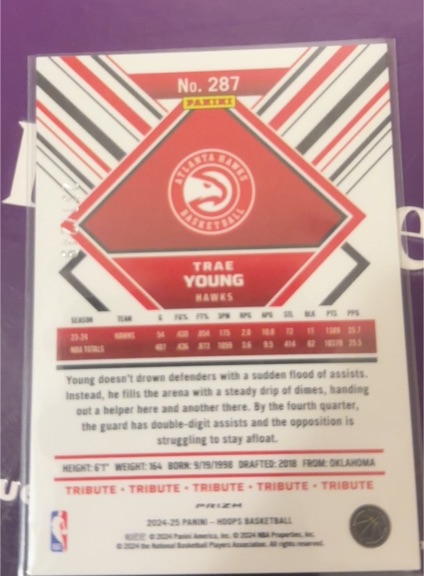 2024-25 Panini NBA Hoops Tribute #287 Trae Young — front
