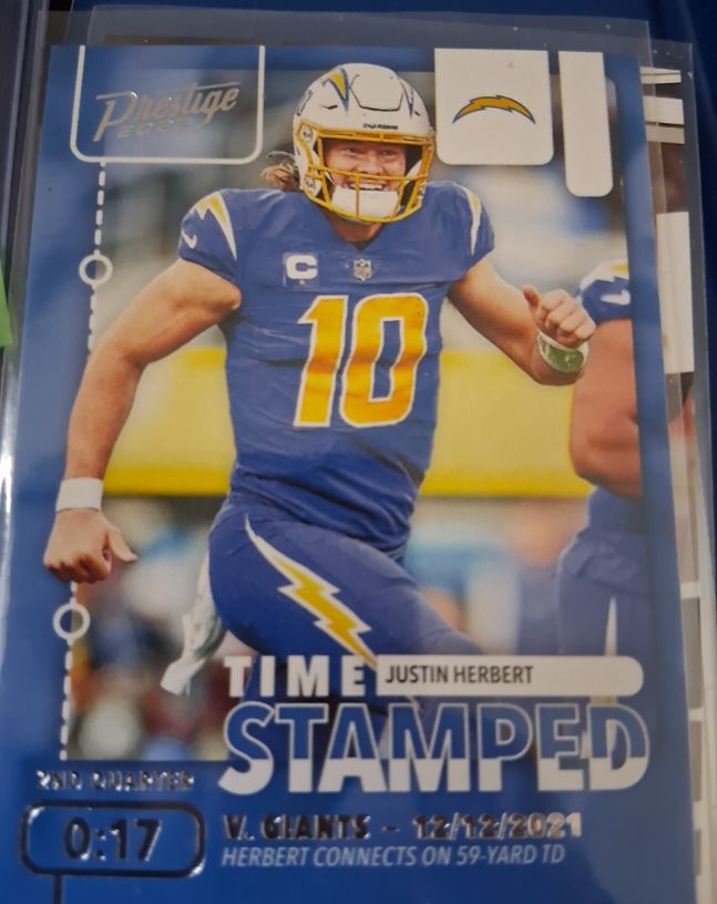 2022 Panini Prestige #TS-6 Justin Herbert Time Stamped — front