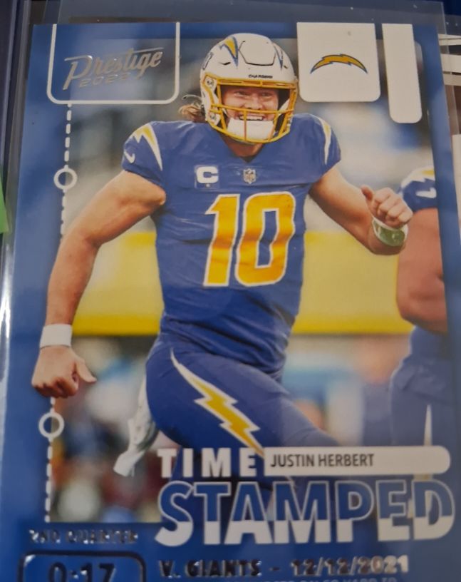 2022 Panini Prestige #TS-6 Justin Herbert Time Stamped — front