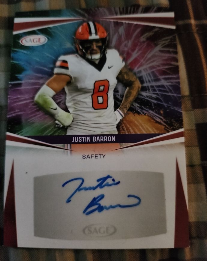 2025 Sage Low Series Autographs #A-JB Justin Barron — front