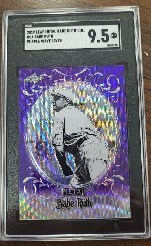 2019 Leaf Metal Babe Ruth Collection #04 Babe Ruth Purple Wave 12/20 — front
