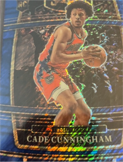 2021-22 Panini Select #11 Cade Cunningham Blue Shimmer Prizm Rookie Card — front