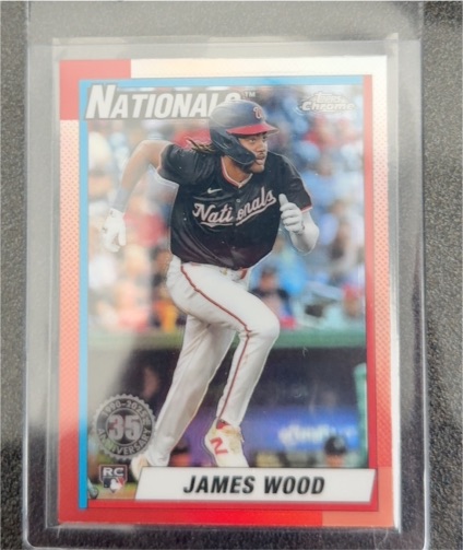 2025 Topps Chrome #90CB-15 James Wood Rookie 1990 35th Anniversary Nationals — front