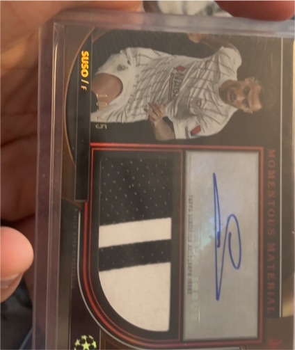 2021-22 Topps Museum Collection Champions M M Jumbo Gold #MMJAS Suso Auto Jersey /50 — front