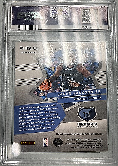 2021-22 Panini Mosaic Fast Break Autograph #FBA-JJJ Jaren Jackson Jr. — back