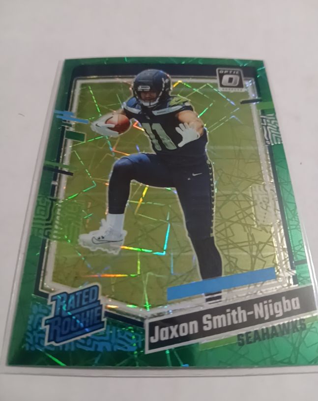 2023 Panini Donruss Optic #293 Jaxon Smith-Njigba Rated Rookie Green Velocity — front