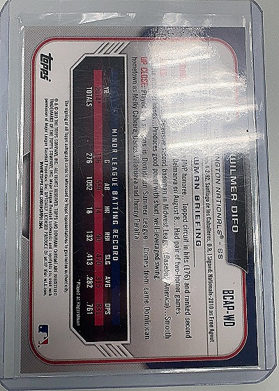 2015 Bowman Chrome #BCAP-WD Wilmer Difo — back