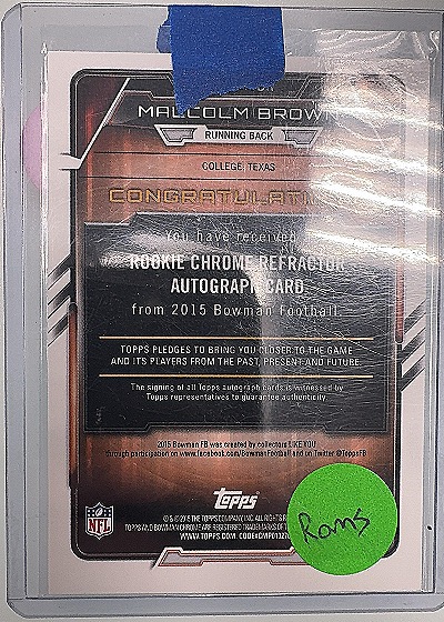 2015 Bowman Chrome Rookie Auto Refractor #RCRA-MBR Malcolm Brown — back