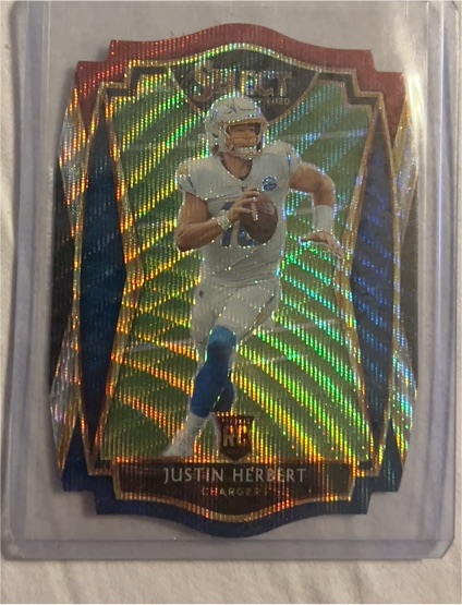 2020 Panini Select Tri-Color Die-Cut Prizm RC Justin Herbert — front