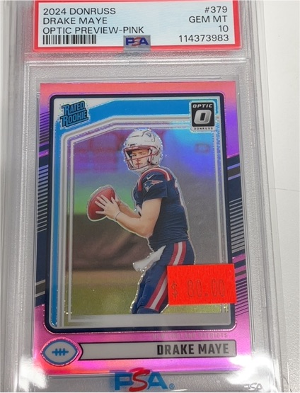 2024 Donruss #379 Drake Maye Optic Preview Pink — front