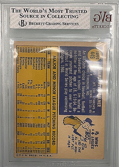 1970 Topps #449 Jim Palmer — back