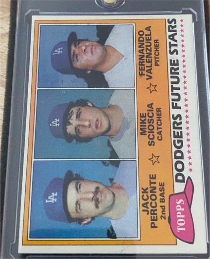 1981 Topps #302 Jack Perconte/Mike Scioscia/Fernando Valenzuela — front