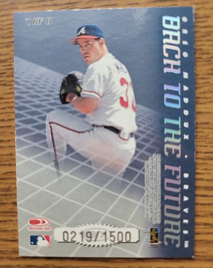 1995 Donruss Greg Maddux Back to the Future #7 of 8 — front